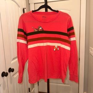 Disney Fox & the Hound Graphic Size Large Red Long-Sleeve Top
